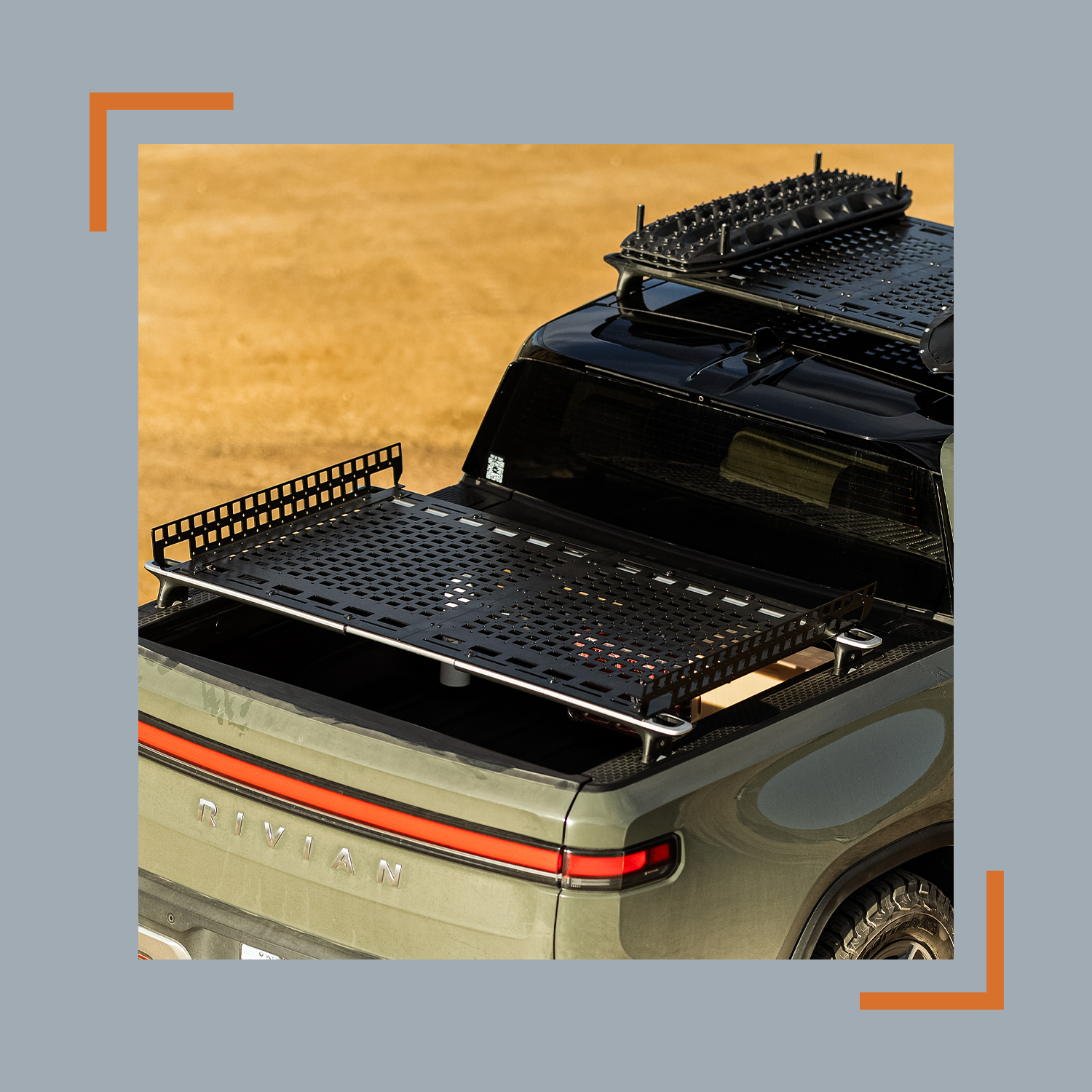 Rivian SUV showcasing Overland Nomadic's adventure-ready products and accessories