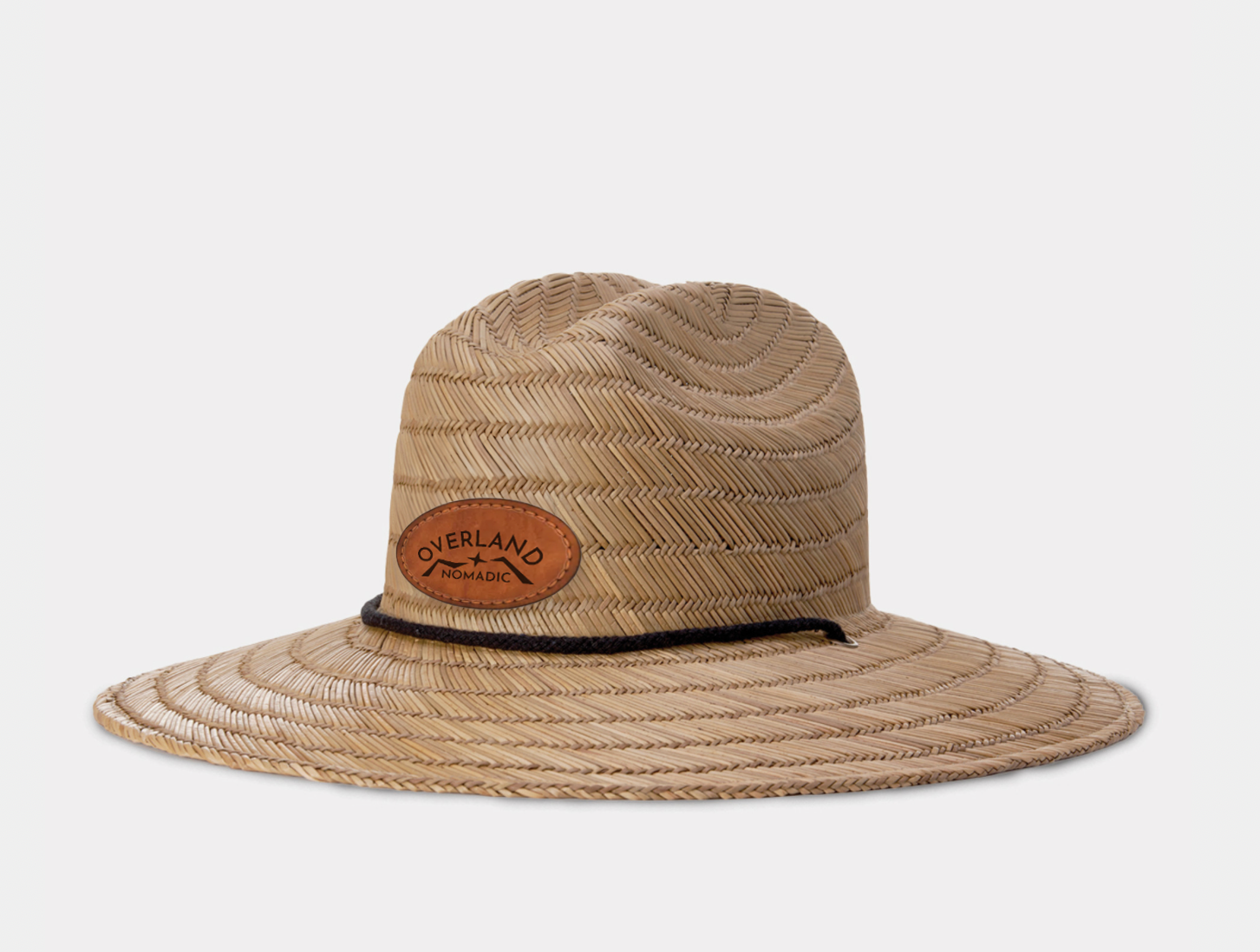 Straw hat with Leather Patch Camping